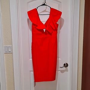 Coral, knee lenght Body Con, Cocktail Dress (Vesper sz 14)